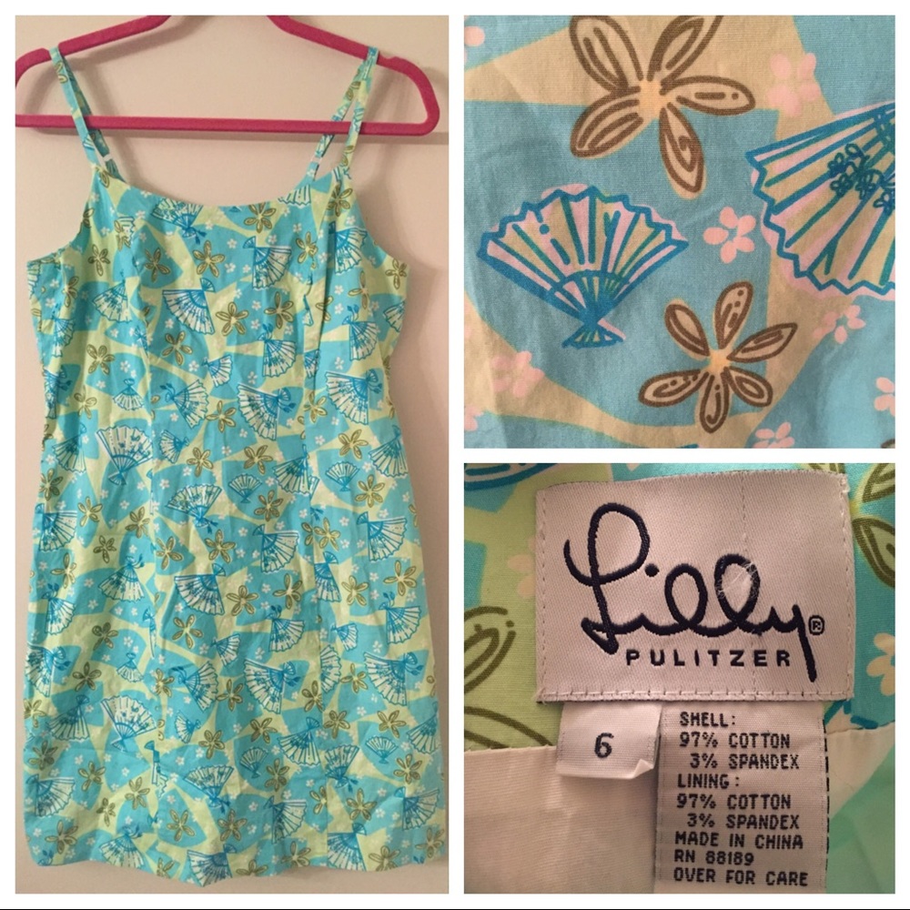 LILLY PULITZER vintage strappy fan print dress size 6